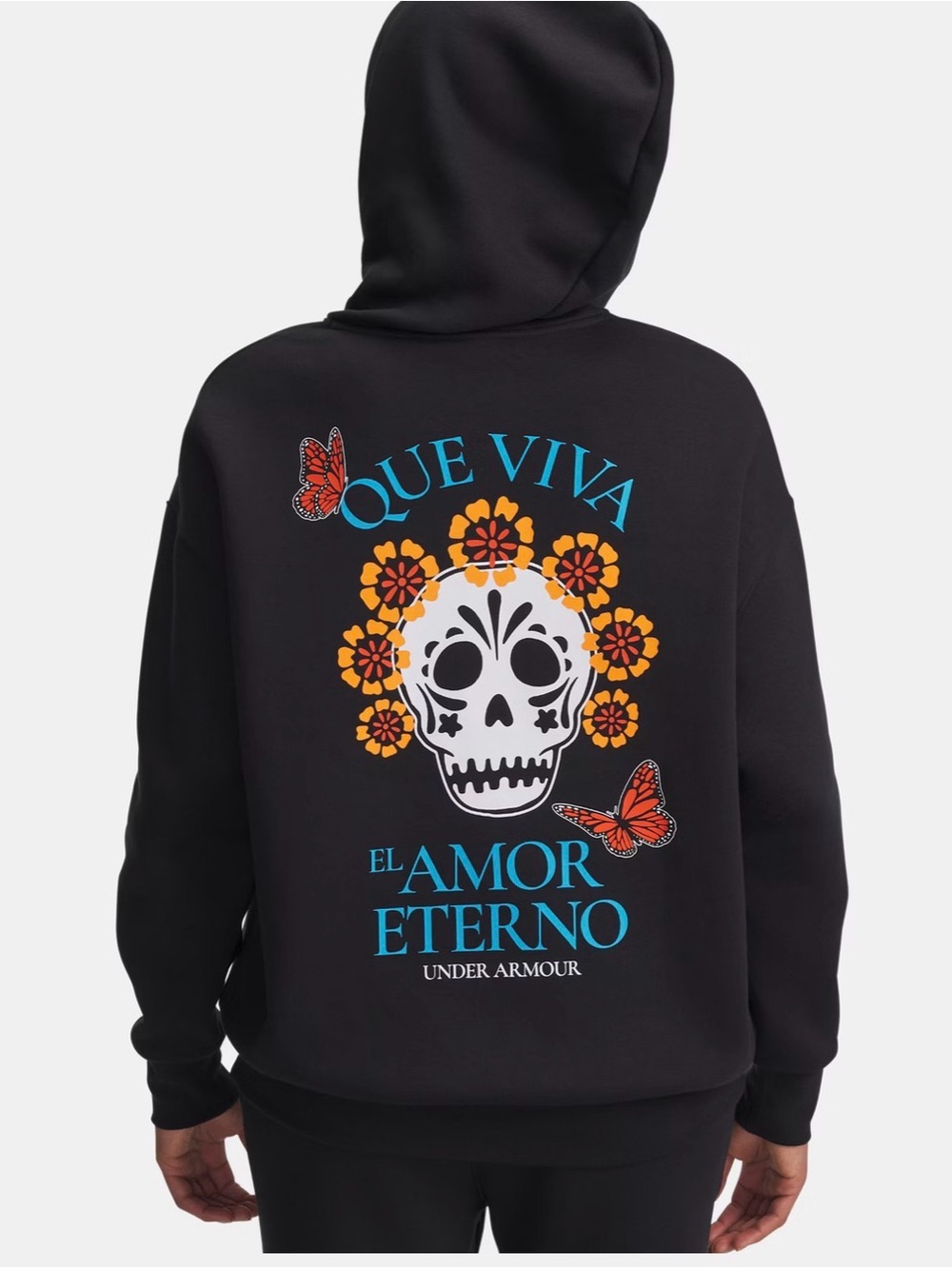 Under Armour Black Hoodie with Colorful Day of the Dead Graphic